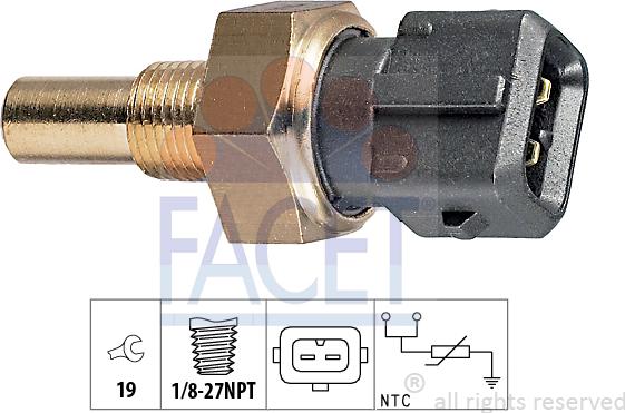 FACET 7.3119 - Датчик, температура охлаждающей жидкости autosila-amz.com