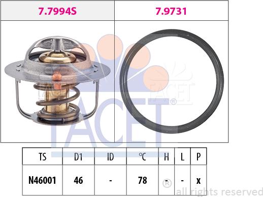 FACET 7.7993 - Термостат охлаждающей жидкости / корпус autosila-amz.com