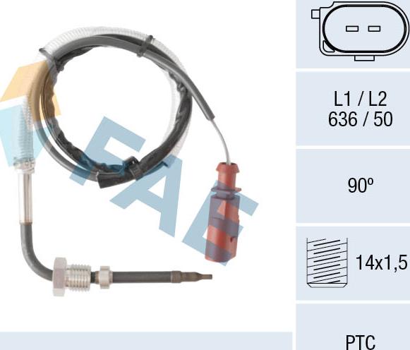 FAE 68090 - Датчик, температура выхлопных газов autosila-amz.com