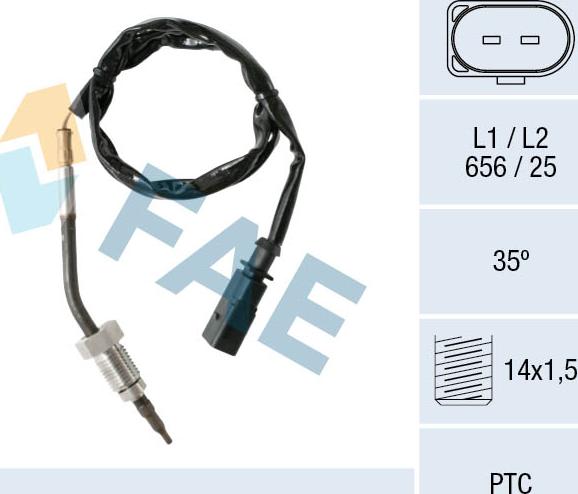 FAE 68001 - Датчик, температура выхлопных газов autosila-amz.com