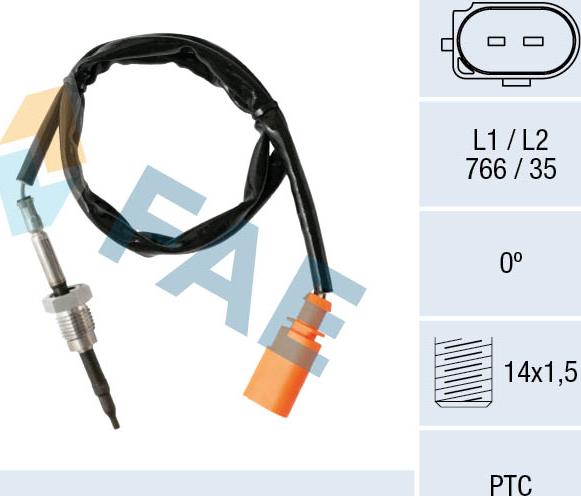 FAE 68003 - Датчик, температура выхлопных газов autosila-amz.com