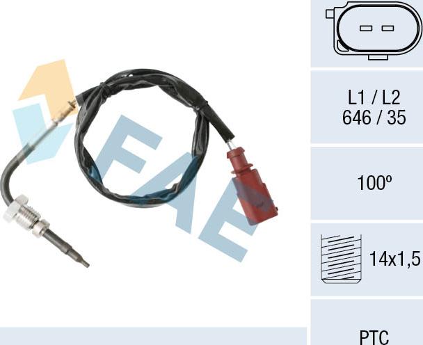 FAE 68002 - Датчик, температура выхлопных газов autosila-amz.com