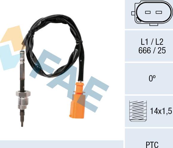 FAE 68014 - Датчик, температура выхлопных газов autosila-amz.com