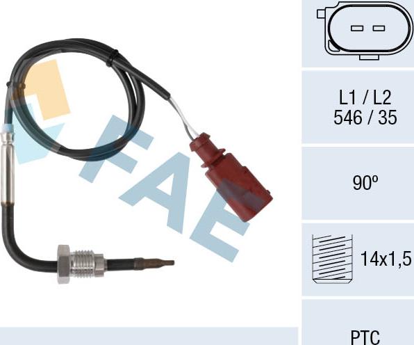 FAE 68016 - Датчик, температура выхлопных газов autosila-amz.com