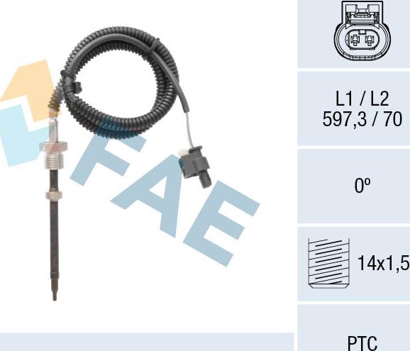 FAE 68018 - Датчик, температура выхлопных газов autosila-amz.com