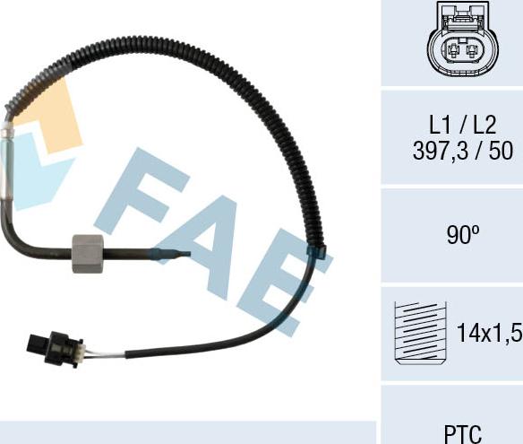 FAE 68012 - Датчик, температура выхлопных газов autosila-amz.com