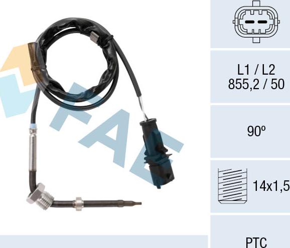 FAE 68086 - Датчик, температура выхлопных газов autosila-amz.com
