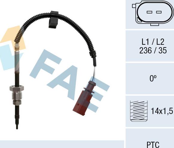 FAE 68033 - Датчик, температура выхлопных газов autosila-amz.com