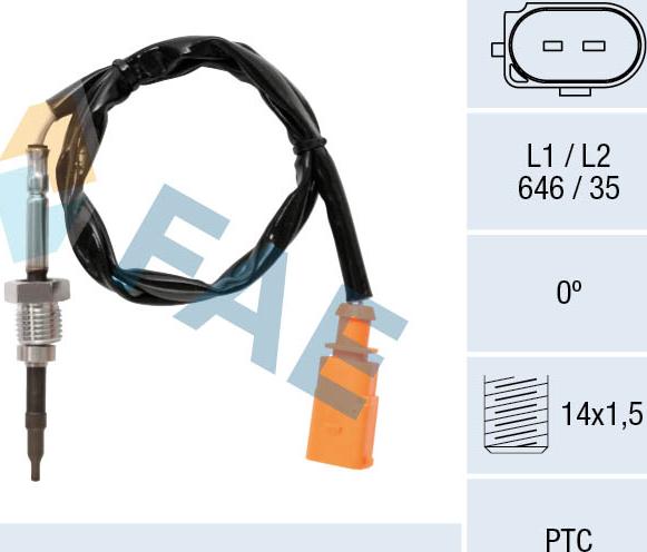 FAE 68076 - Датчик, температура выхлопных газов autosila-amz.com