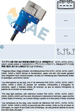 FAE 24849 - Выключатель фонаря сигнала торможения autosila-amz.com