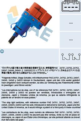 FAE 24796 - Выключатель фонаря сигнала торможения autosila-amz.com