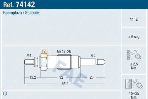 FAE 74142 - Свеча накаливания autosila-amz.com