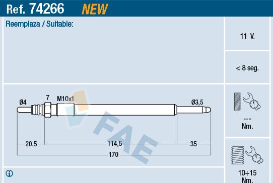 FAE 74266 - Свеча накаливания autosila-amz.com