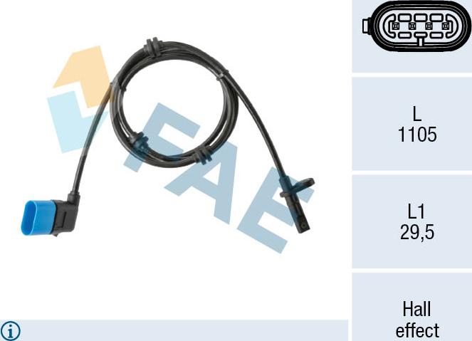 FAE 78591 - Датчик ABS, частота вращения колеса autosila-amz.com