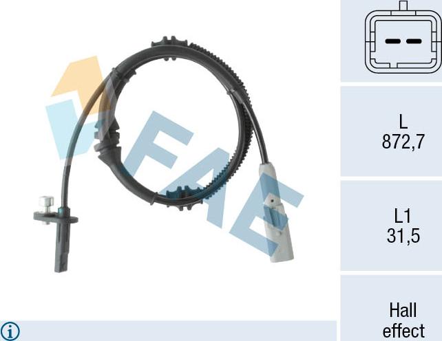 FAE 78552 - Датчик ABS, частота вращения колеса autosila-amz.com
