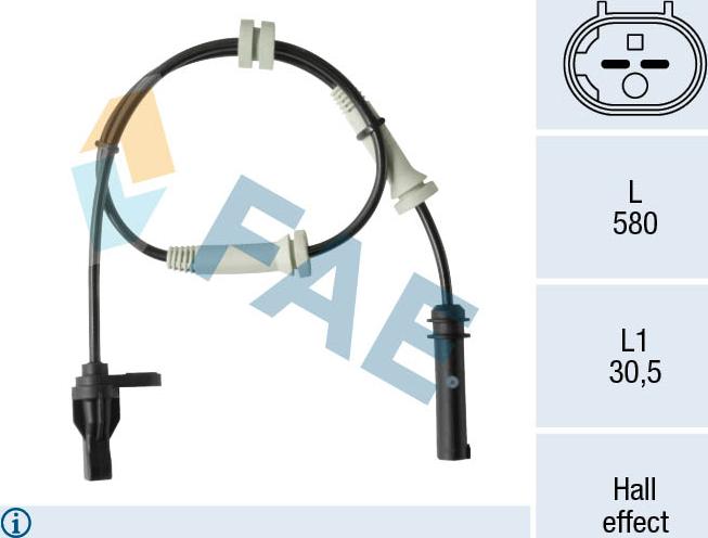 FAE 78523 - Датчик ABS, частота вращения колеса autosila-amz.com