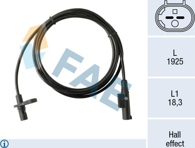 FAE 78522 - Датчик ABS, частота вращения колеса autosila-amz.com