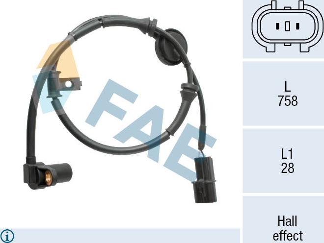FAE 78576 - Датчик ABS, частота вращения колеса autosila-amz.com