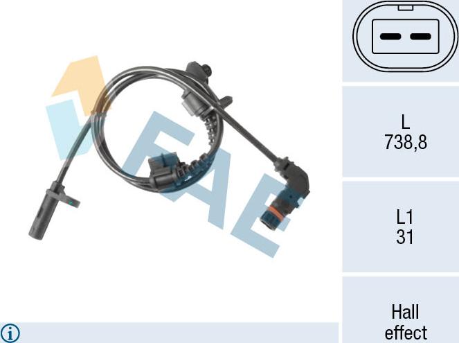 FAE 78605 - Датчик ABS, частота вращения колеса autosila-amz.com