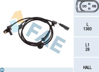 FAE 78216 - Датчик ABS, частота вращения колеса autosila-amz.com