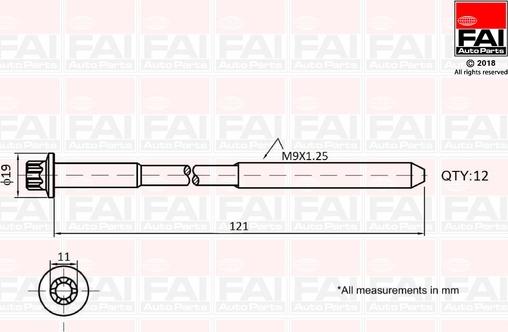 FAI AutoParts B1630 - Комплект болтов головки цилиндра autosila-amz.com