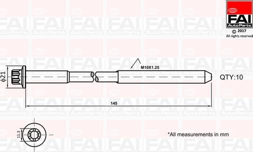 FAI AutoParts B1140 - Комплект болтов головки цилиндра autosila-amz.com