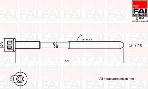 FAI AutoParts B1139 - Комплект болтов головки цилиндра autosila-amz.com