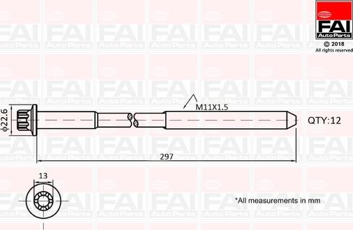 FAI AutoParts B1137 - Комплект болтов головки цилиндра autosila-amz.com