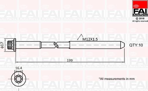 FAI AutoParts B1756 - Комплект болтов головки цилиндра autosila-amz.com