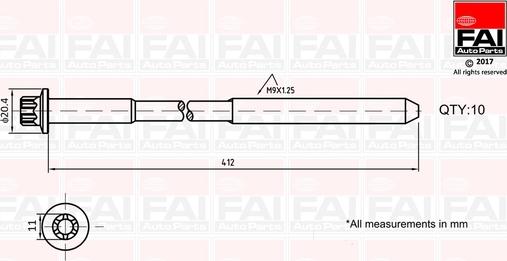 FAI AutoParts B292 - Комплект болтов головки цилиндра autosila-amz.com