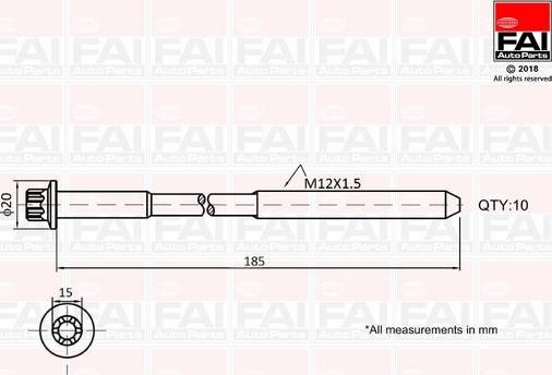 FAI AutoParts B2129 - Комплект болтов головки цилиндра autosila-amz.com