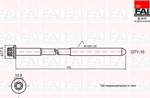 FAI AutoParts B701 - Комплект болтов головки цилиндра autosila-amz.com