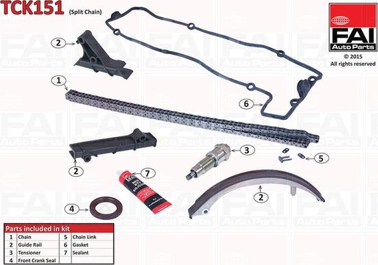 FAI AutoParts TCK151 - Комплект цепи привода распредвала autosila-amz.com