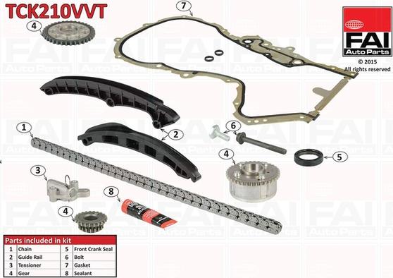 FAI AutoParts TCK210VVT - Комплект цепи привода распредвала autosila-amz.com