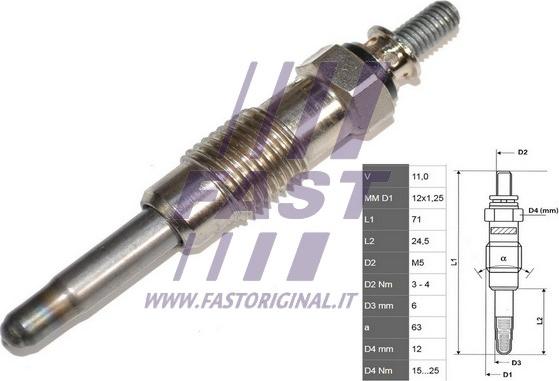 Fast FT82710 - Свеча накаливания autosila-amz.com