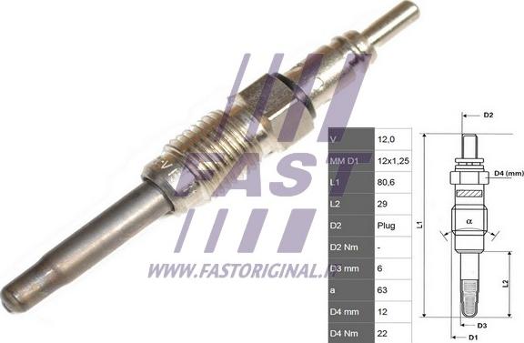 Fast FT82725 - Свеча накаливания autosila-amz.com