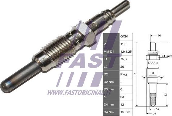 Fast FT82728 - Свеча накаливания autosila-amz.com