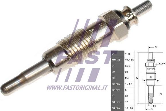 Fast FT82722 - СВЕЧА НАКАЛА FIAT DUCATO 94> 2.5 D/TD autosila-amz.com