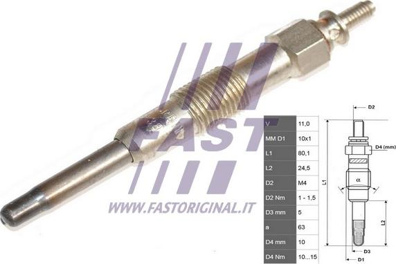 Fast FT82727 - Свеча накаливания autosila-amz.com