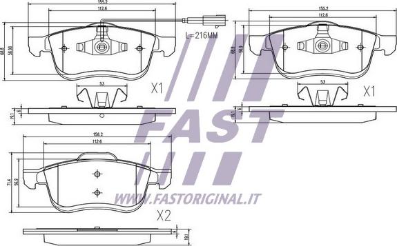Fast FT29157 - Тормозные колодки, дисковые, комплект autosila-amz.com