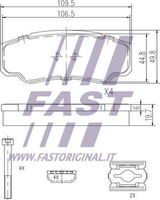 Fast FT29109 - FT29109_Колодка торм.зад. к-ктFiat Ducato,Peugeot Boxer,Citroen Jumper autosila-amz.com