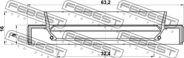 Febest 95HBY-34630915L - сальник дифференциала! 34x63x9/15.5\ Toyota Celica/Carina/Corolla 83> autosila-amz.com