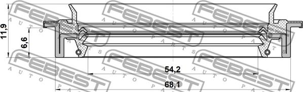 Febest 95JDS-56680712X - сальник ступцы перед.! 56x68x6.6\ Nissan Sunny B14/Almera N15 95-00 autosila-amz.com