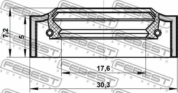 Febest 95NAY-19300507X - САЛЬНИК РУЛЕВОЙ РЕЙКИ 17.6X30.3X5X7.2 NISSAN WINGROAD/AD Y11 1999.05-2008.10 [JP] autosila-amz.com