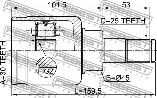 Febest 6511-003 - ШРУС ВНУТРЕННИЙ ЛЕВЫЙ 30X45X25 autosila-amz.com