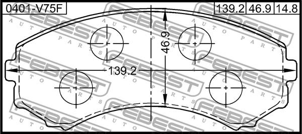 Febest 0401-V75F - LAY3-33-28ZA 0401-V75F КОЛОДКИ ТОРМОЗНЫЕ ПЕРЕДНИЕ FEBEST autosila-amz.com