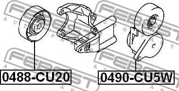 Febest 0490-CU5W - ролик натяжителя ремня!\ Mitsubishi Outlander I 2.4 4WD 03-06 autosila-amz.com