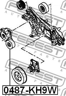 Febest 0487-KH9W - ролик натяжной ремня приводного!\ MitsubishiPajero/Montero 3.0/3.5/3.8 06> autosila-amz.com
