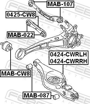 Febest 0424-CWRRH - рычаг подвески! задний правый\ Mitsubishi Outlander 07> autosila-amz.com