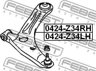 Febest 0424-Z34LH - РЫЧАГ ПЕРЕДНИЙ ЛЕВЫЙ (MITSUBISHI COLT Z32A/Z34A/Z36A/Z37A/Z38A/Z39A 2004-) FEBEST autosila-amz.com